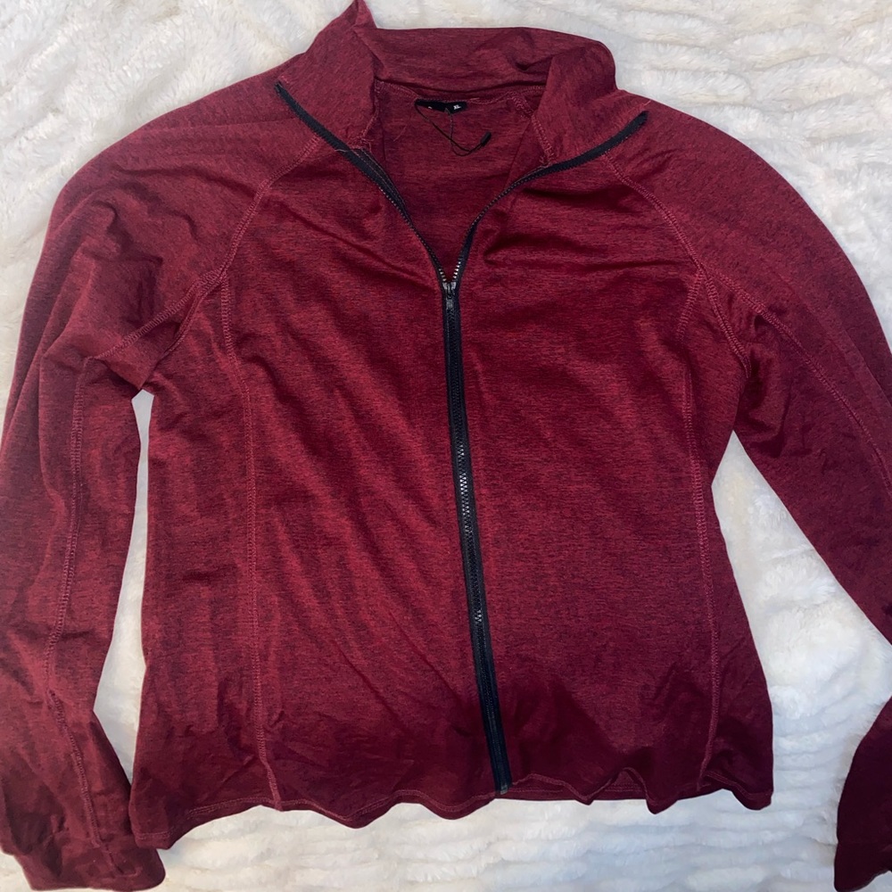 Light weight, red jacket, brand new, never worn, zip up, comfortable, soft